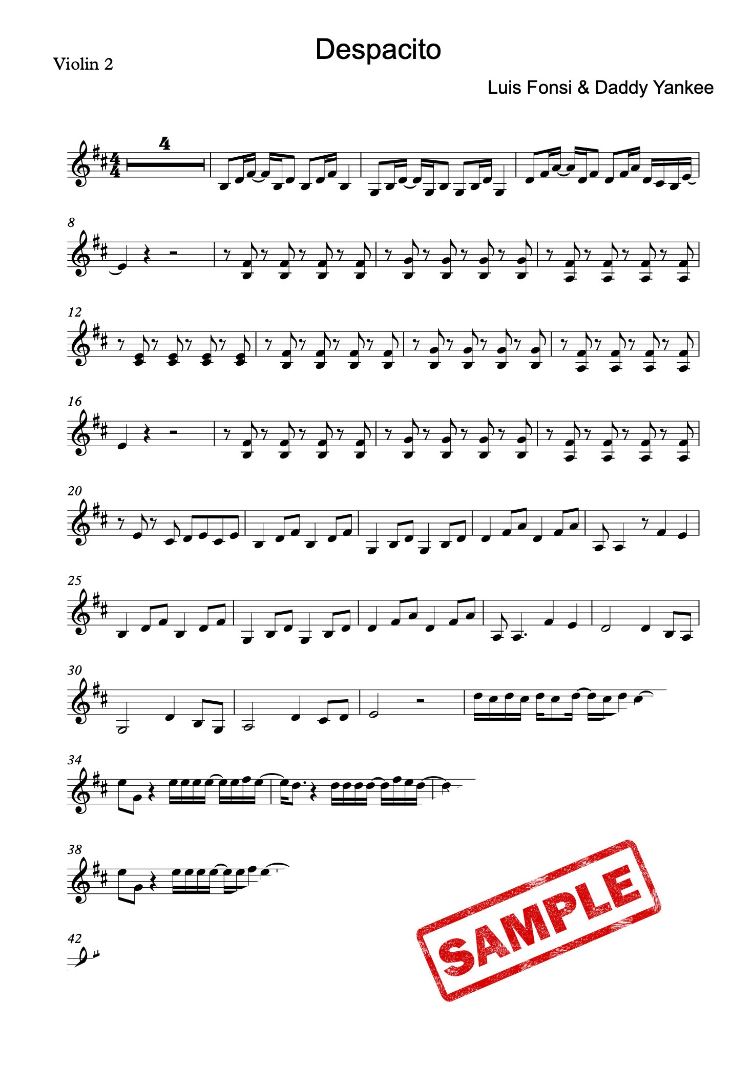 "Despacito" Luis Fonsi for 2 Violins + Backing Track