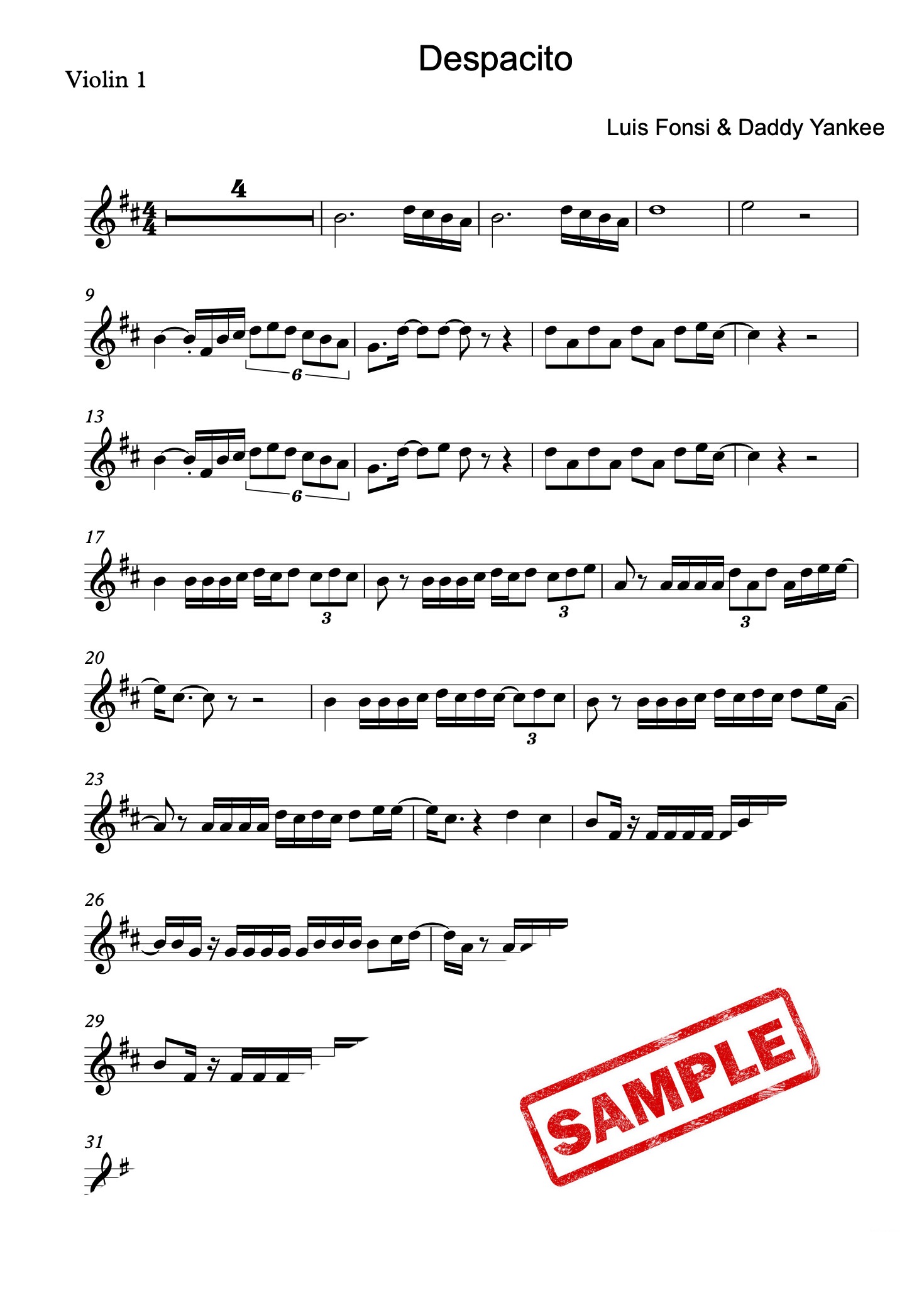 "Despacito" Luis Fonsi for Violin Solo + Backing Track