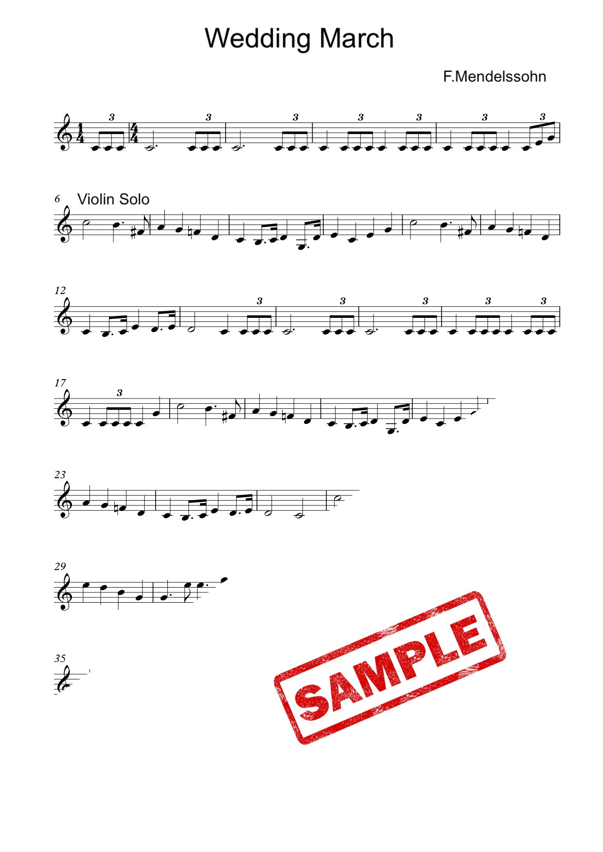 "Wedding March" Felix Mendelssohn for Violin Solo + Backing Track