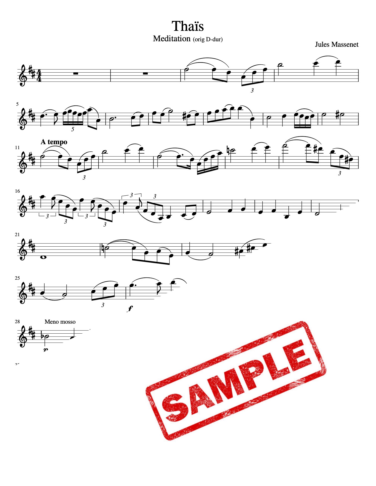 Meditation by Jules Massenet (Thais) for Violin Solo with Backing Track (piano)