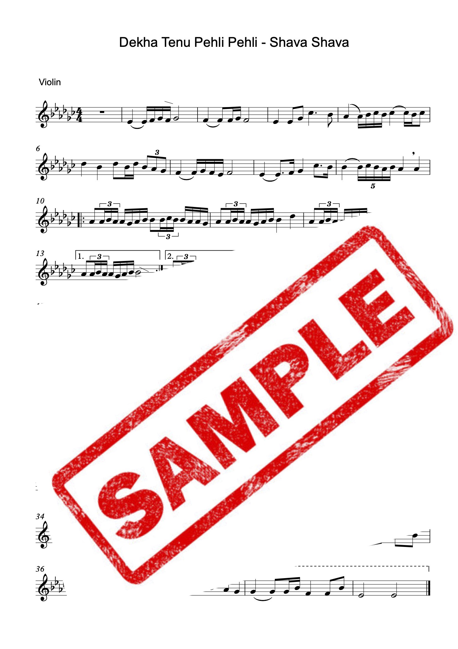 Dekha Tenu Pehli Pehli (Shava Shava) for Violin + Backing Track