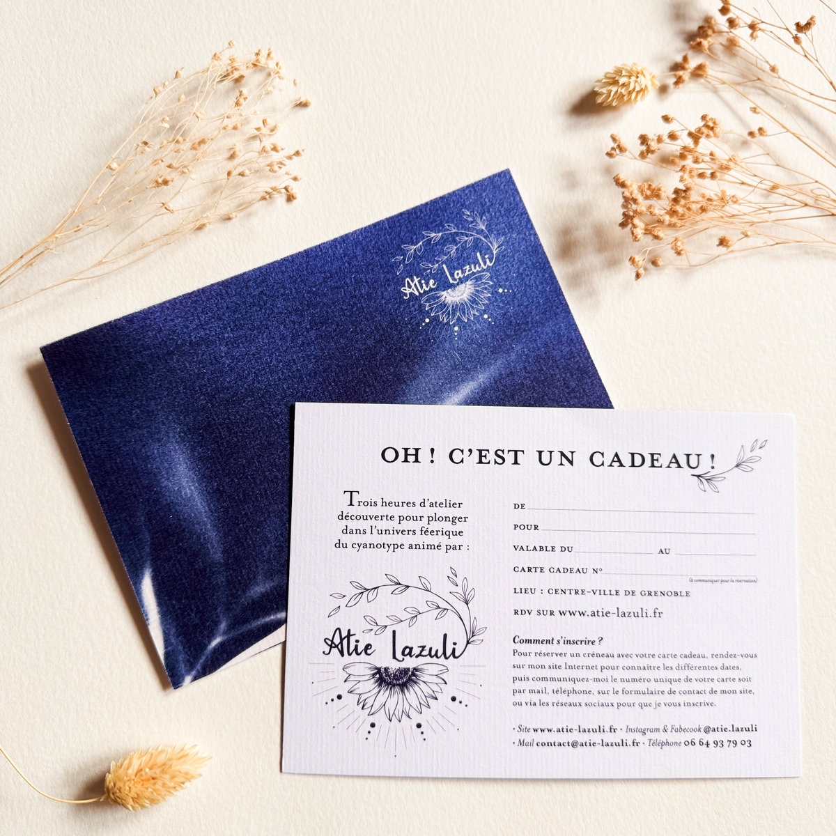 Carte cadeau pour un atelier cyanotype à Grenoble