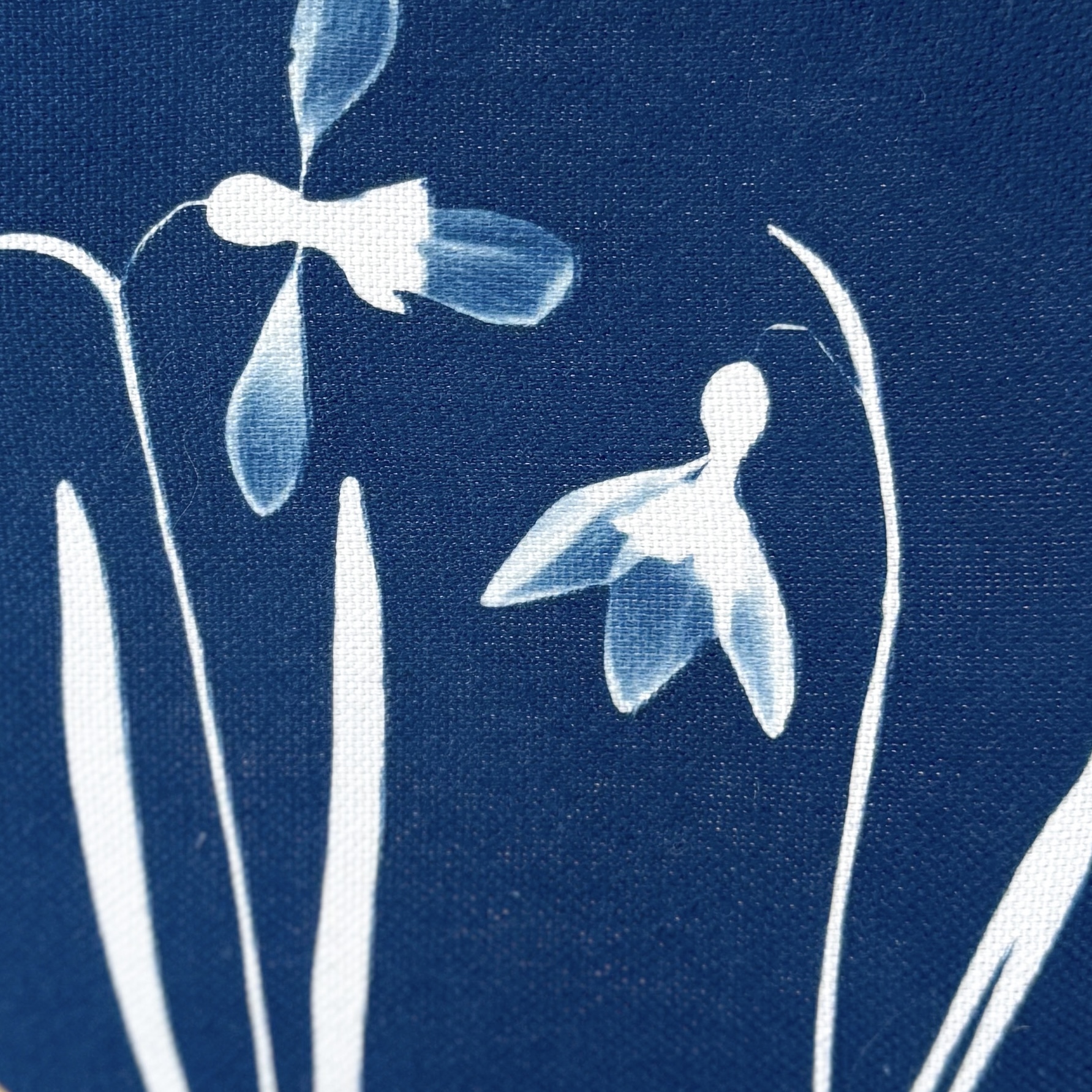 Cyanotype sur tissu - diamètre 15,5 cm