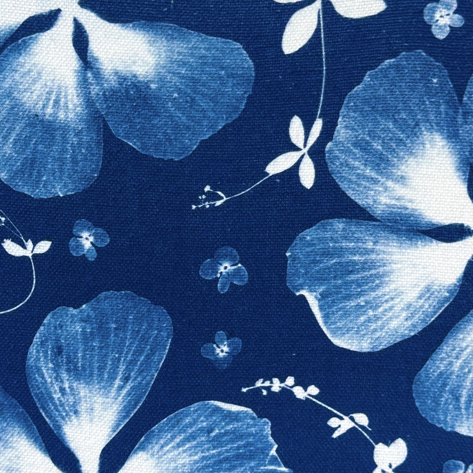 Cyanotype sur tissu - diamètre 21,5 cm