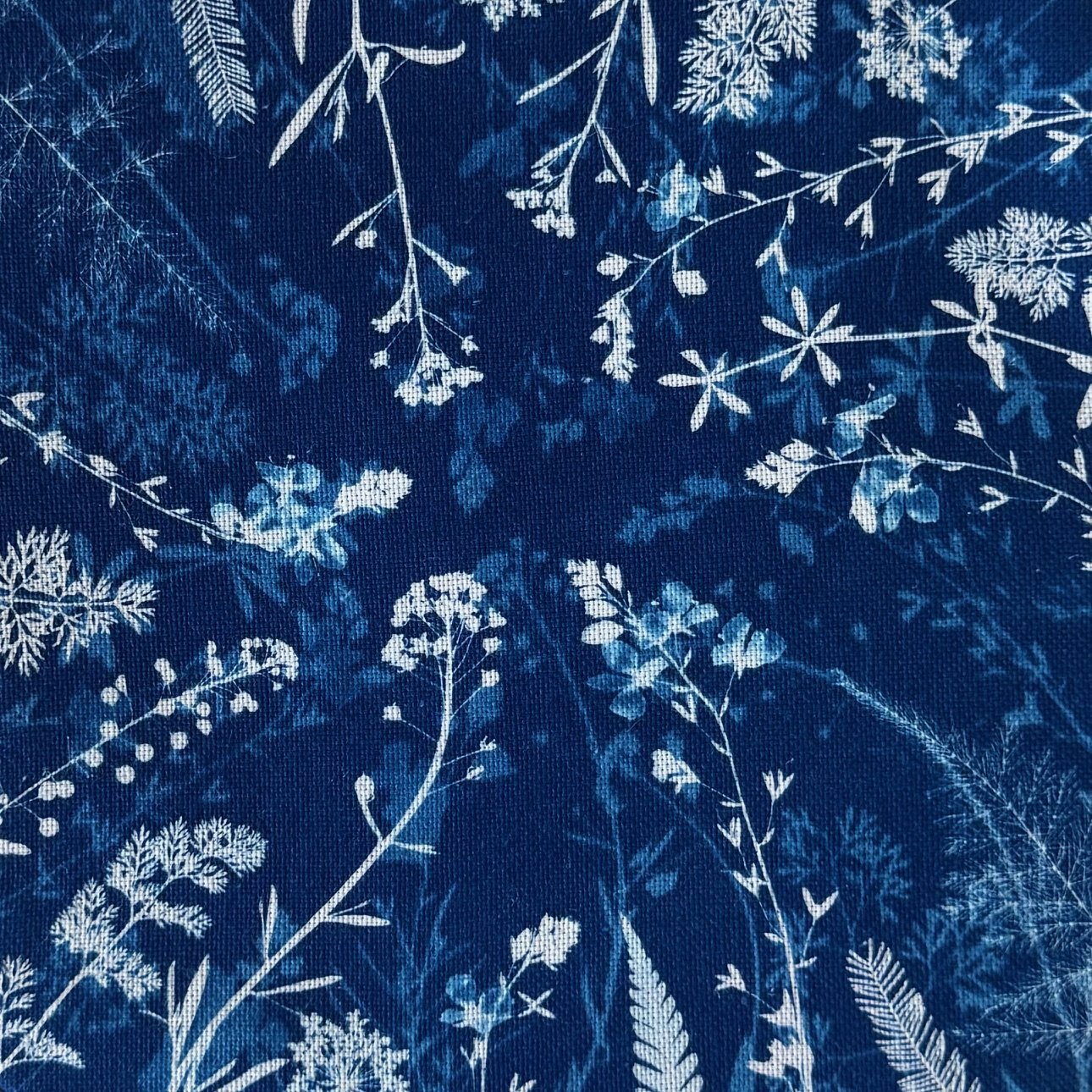 Cyanotype sur tissu - diamètre 21,5 cm