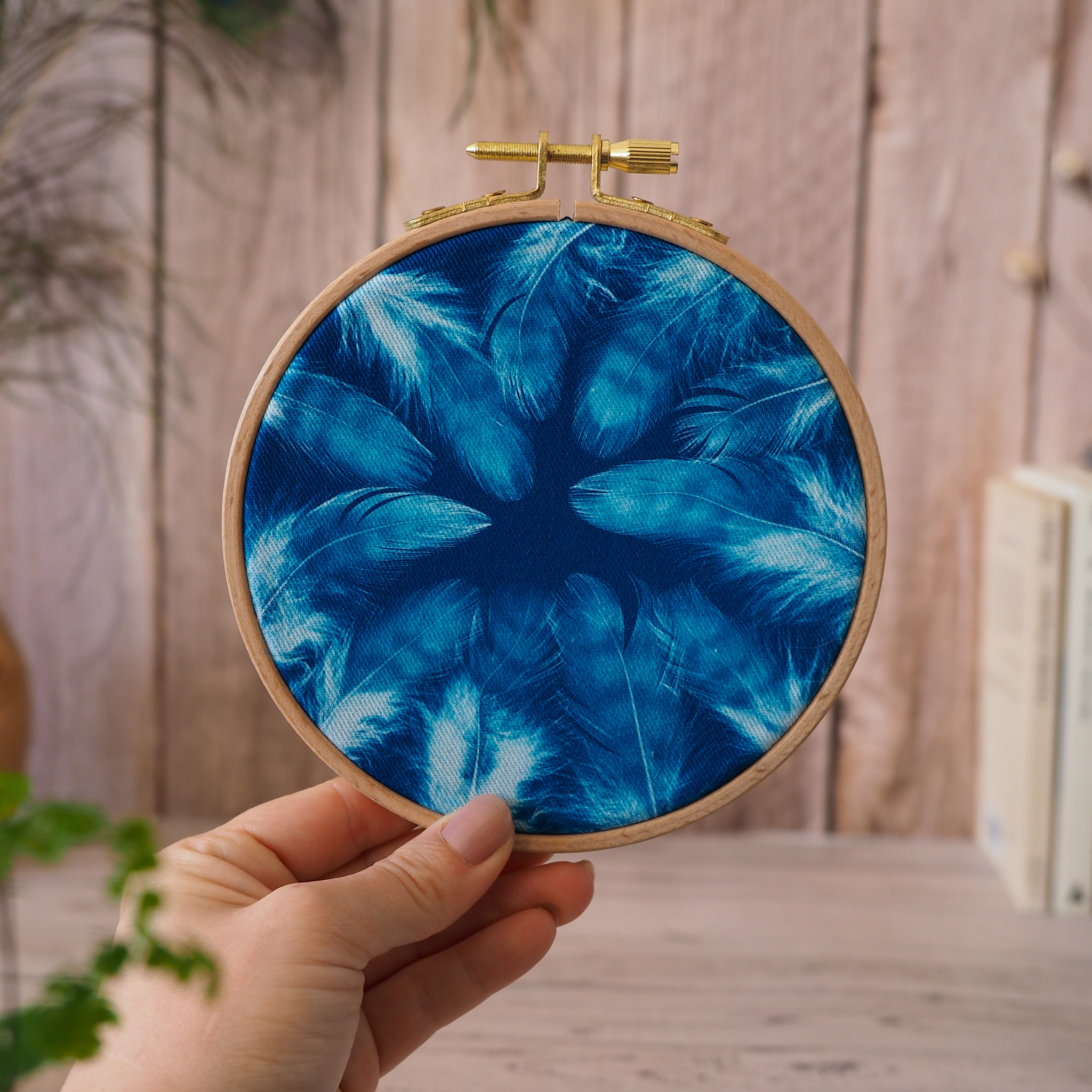 Cyanotype sur tissu - diamètre 12,5 cm