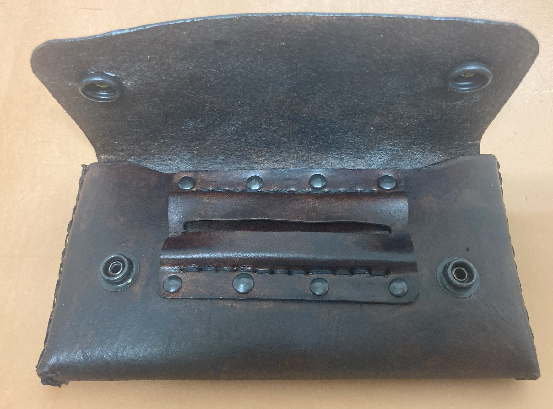 Tobacco Pouch Basic Firm Leather Dark Brown