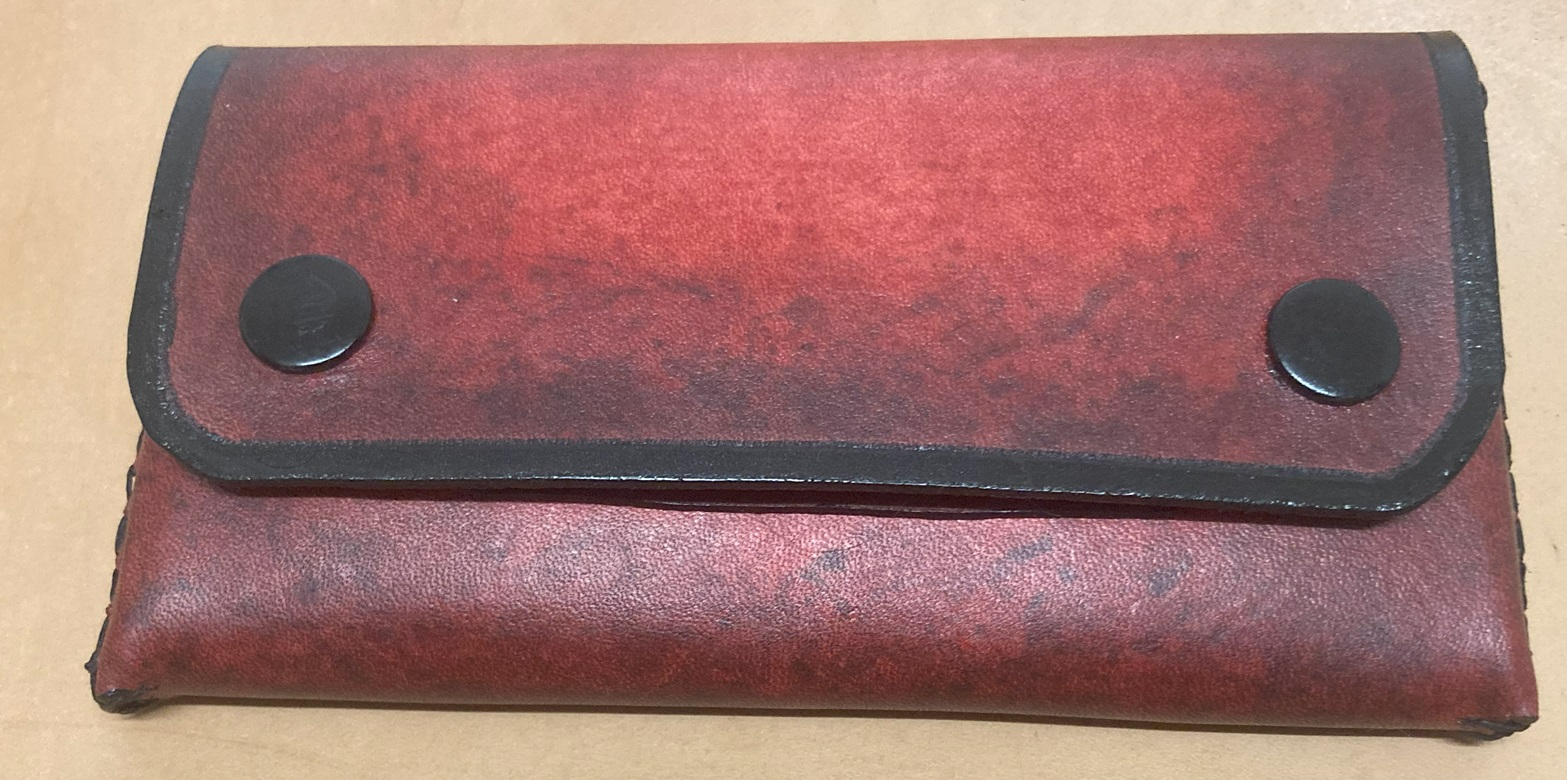 Tobacco Pouch Basic Firm Leather Fade Red to Black