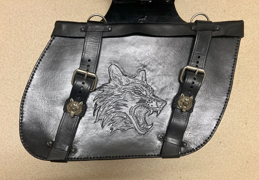 Wolf Inspired throw over Saddle bags