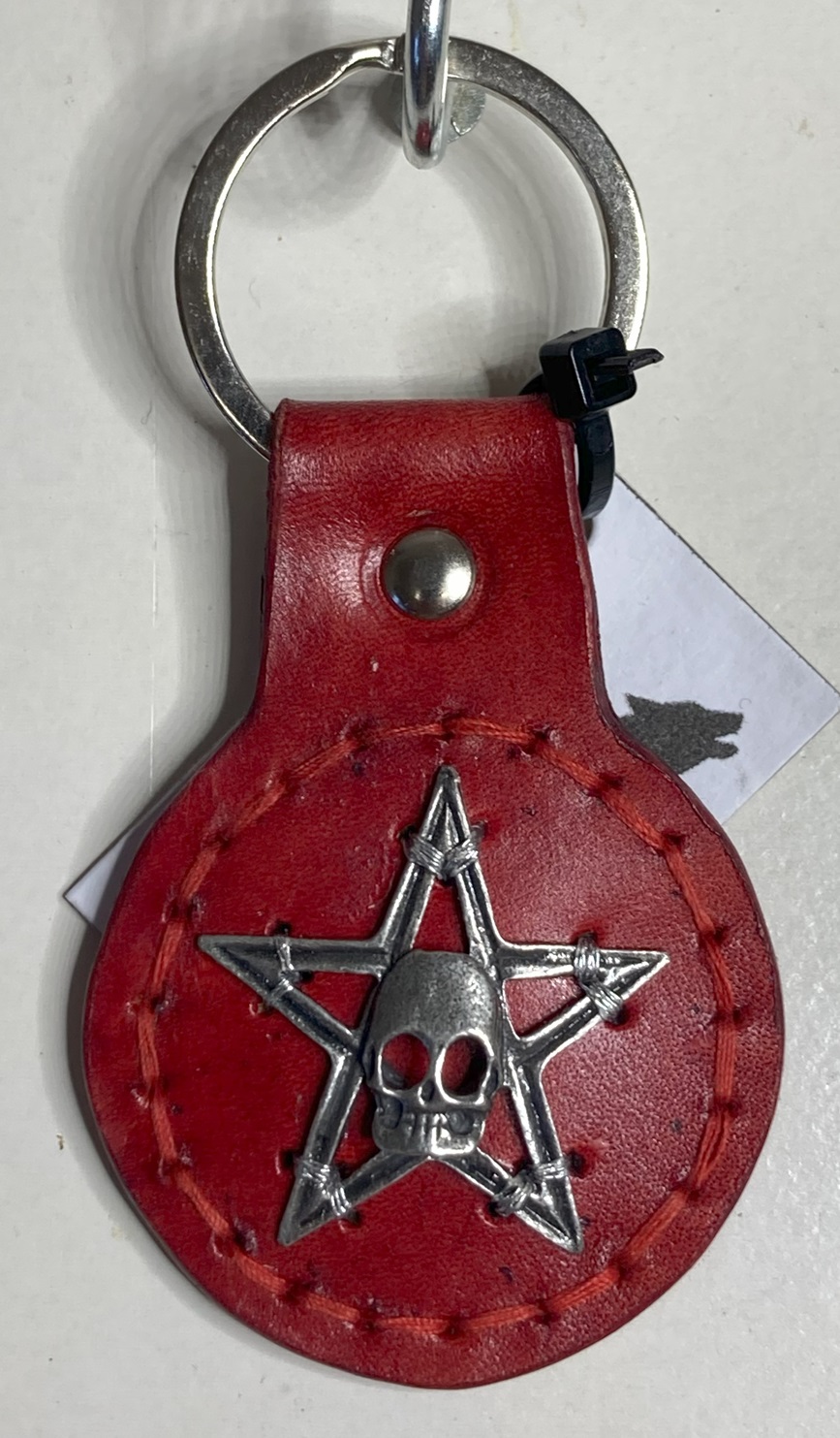 Pentagram and skull Adorned Key ring/fob