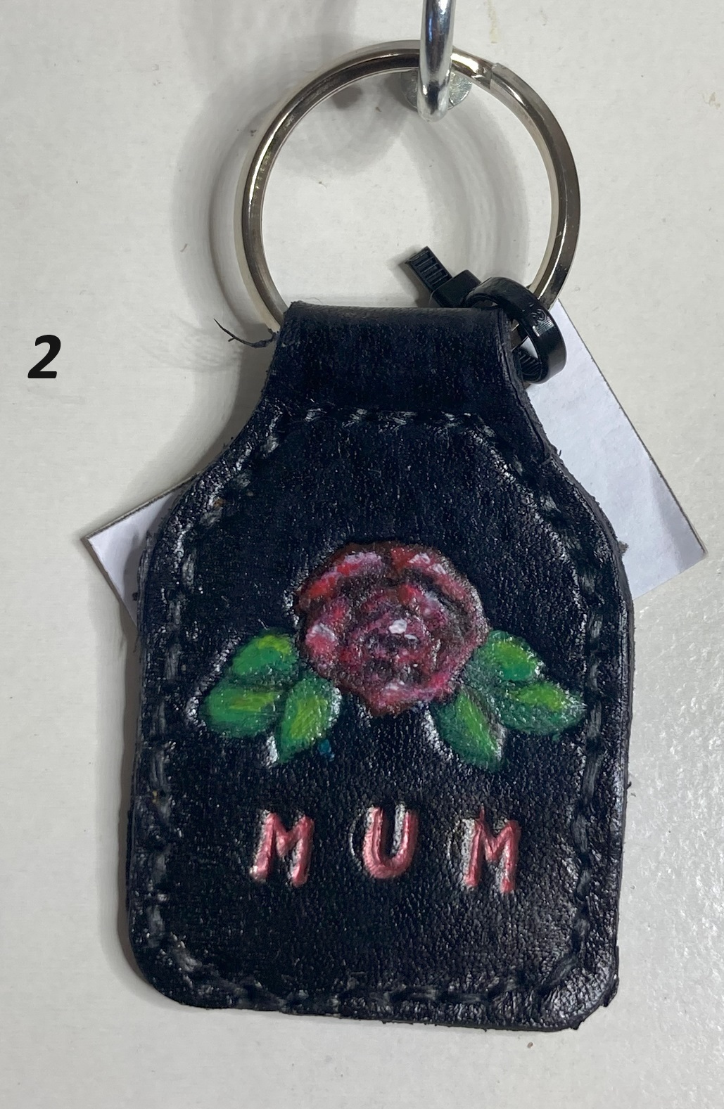 Painted Stamped Rose for MUM Adorned Key ring/fob