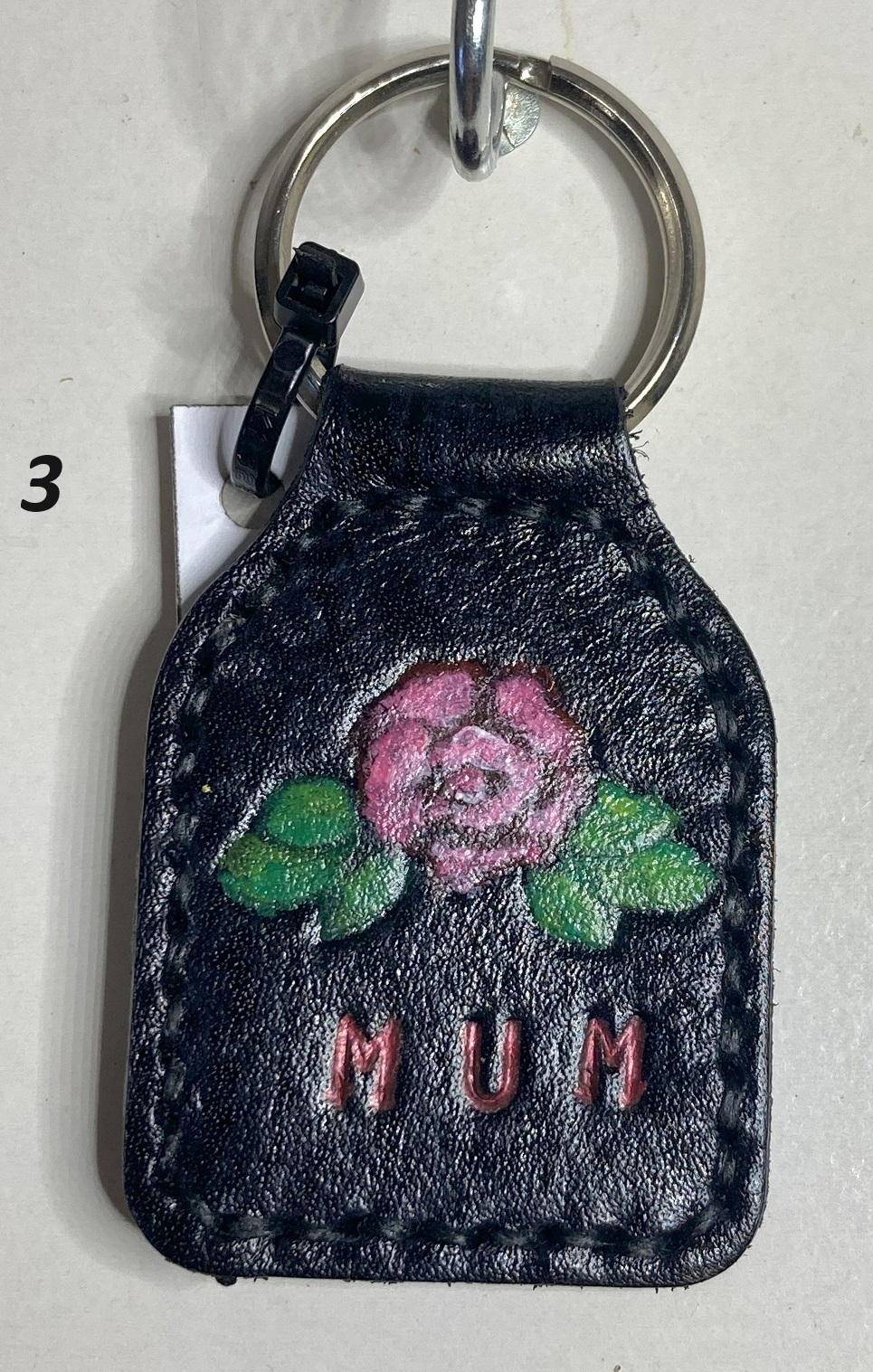 Painted Stamped Rose for MUM Adorned Key ring/fob