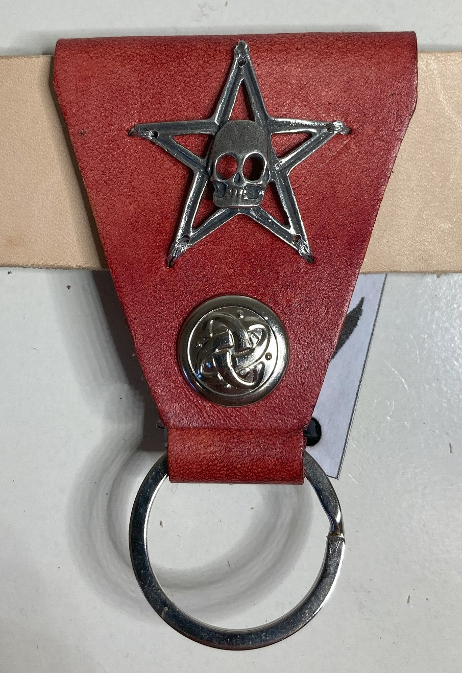 Pentagram Skull Adorned Belt Key ring/fob