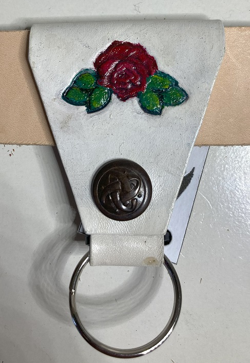 Painted Stamped Rose Adorned Belt Key ring/fob