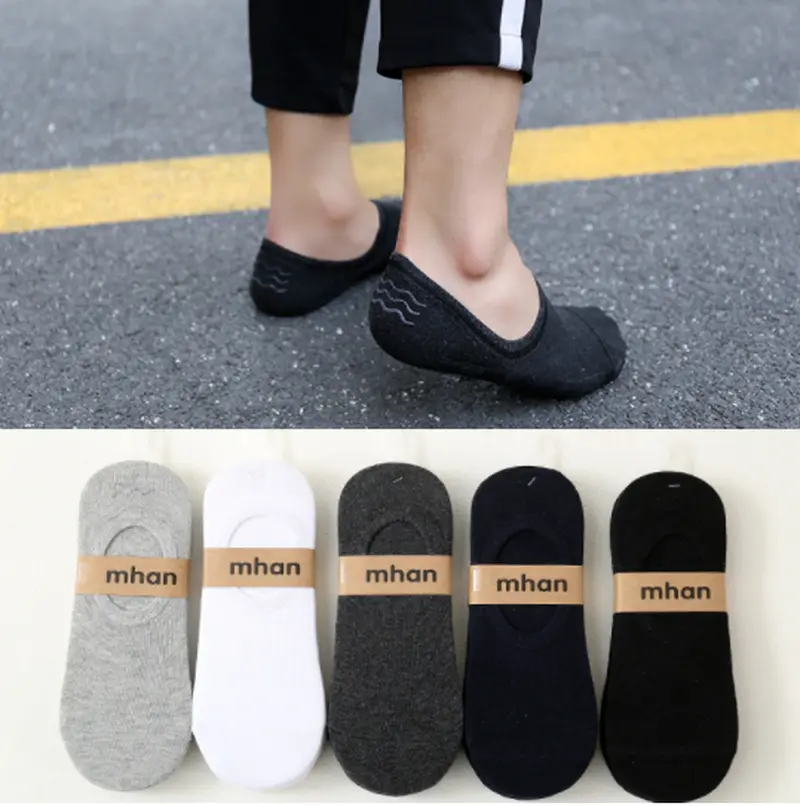 Men No Show Socks - Cotton Thin Non-Slip Pair 