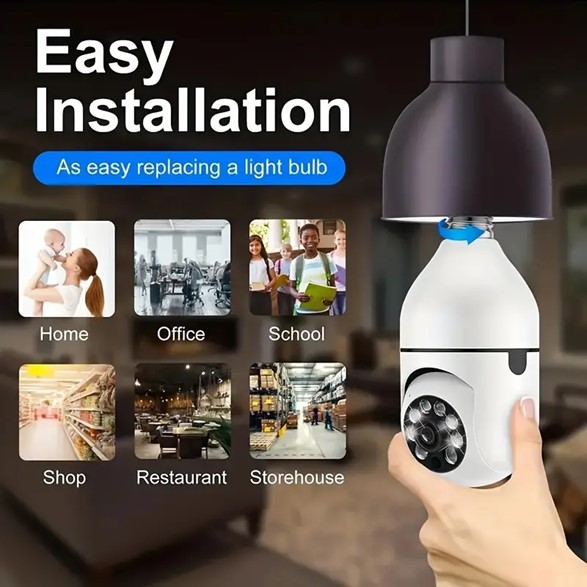 Light Bulb Security Camera, Indoor/Outdoor Multi-Capability Security Camera (Includes 16GB SD Memory Card)