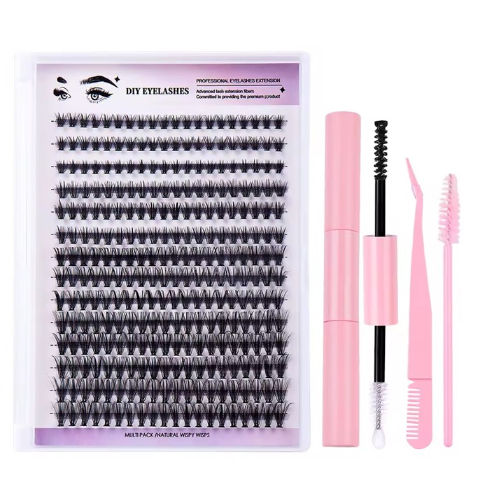 DIY Lash Extension Kit, 280pcs 8-16mm Mix Lash Clusters D Curl Eyelash Extensions, Natural Look Individual Lashes