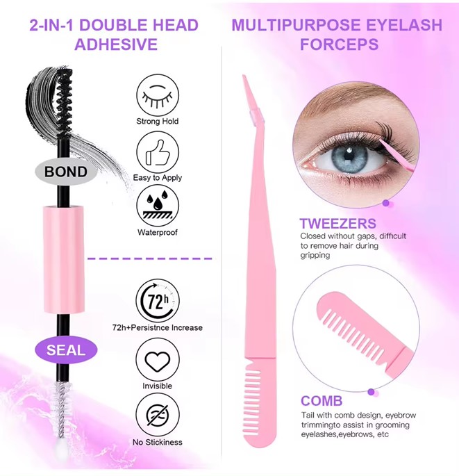 DIY Lash Extension Kit, 280pcs 8-16mm Mix Lash Clusters D Curl Eyelash Extensions, Natural Look Individual Lashes