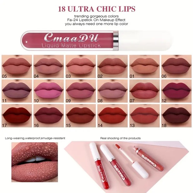 Cmaa Du Waterproof and Long-Lasting Liquid Matte Lipstick