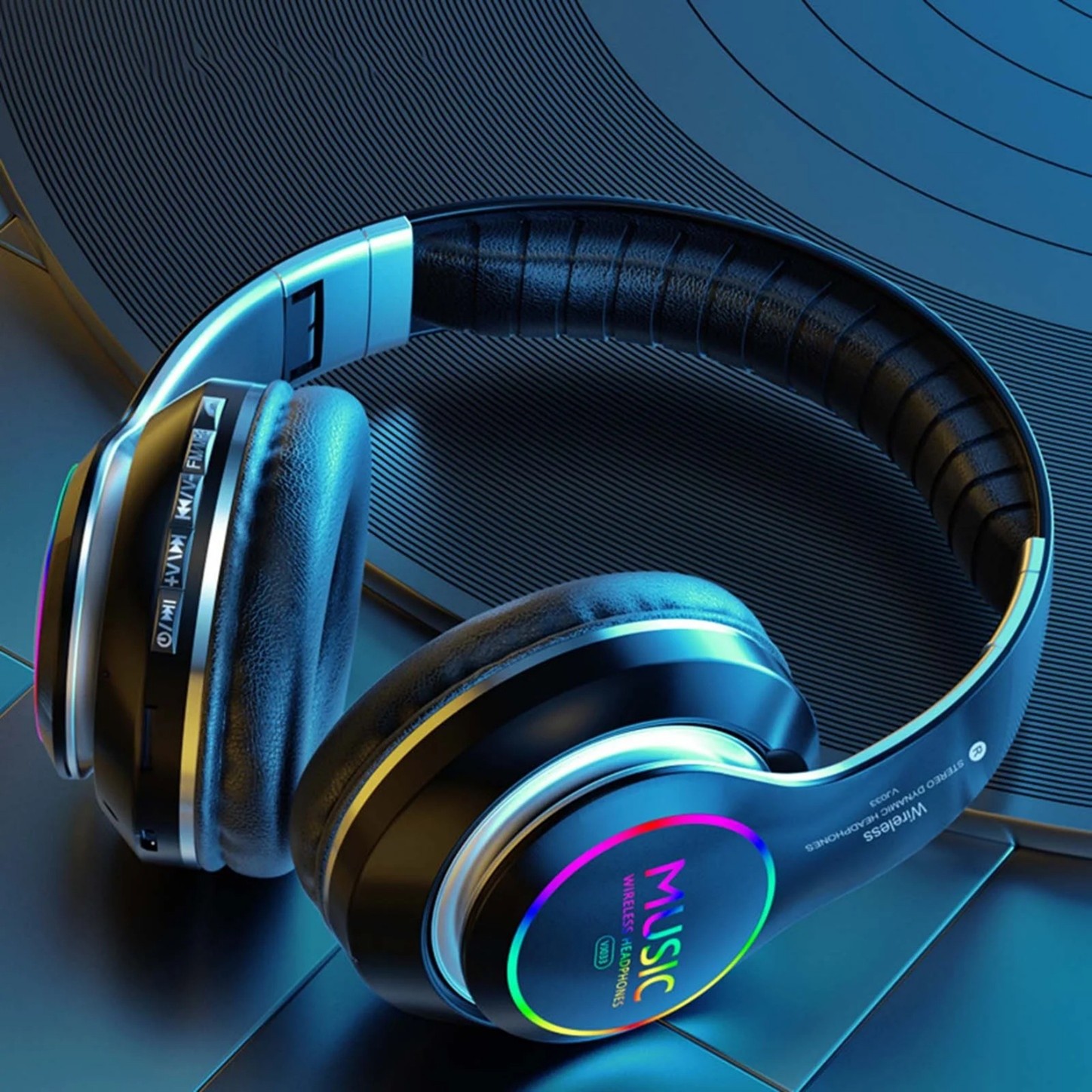 Wireless Bluetooth Headphones, LED illuminated, 10-Hour Battery, Foldable Design, VJ033