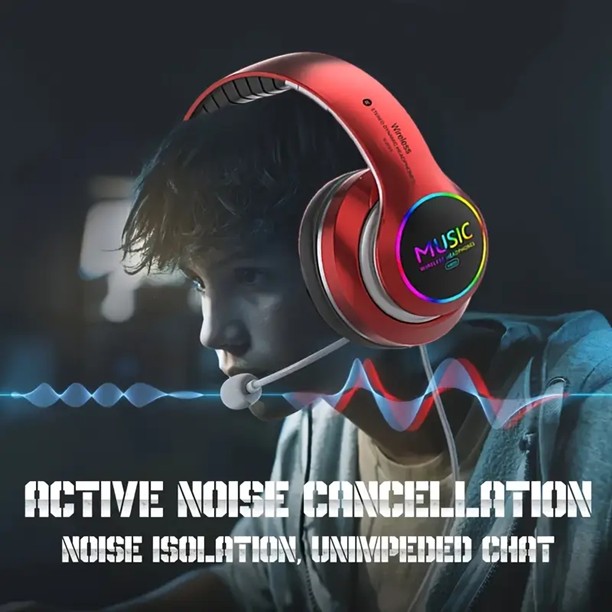 Wireless Bluetooth Headphones, LED illuminated, 10-Hour Battery, Foldable Design, VJ033
