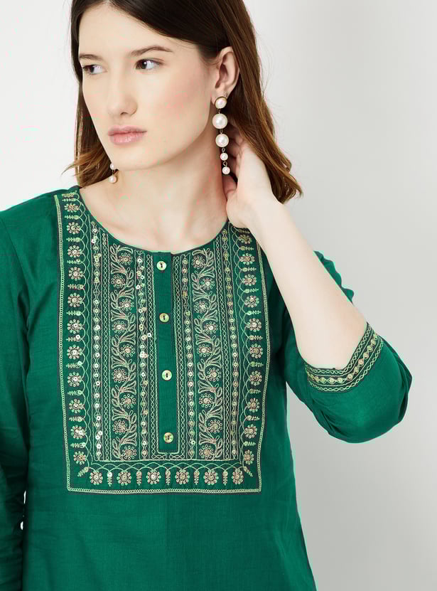 Green Ethnic Kurta Set