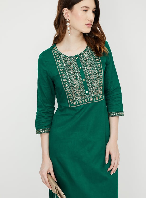 Green Ethnic Kurta Set