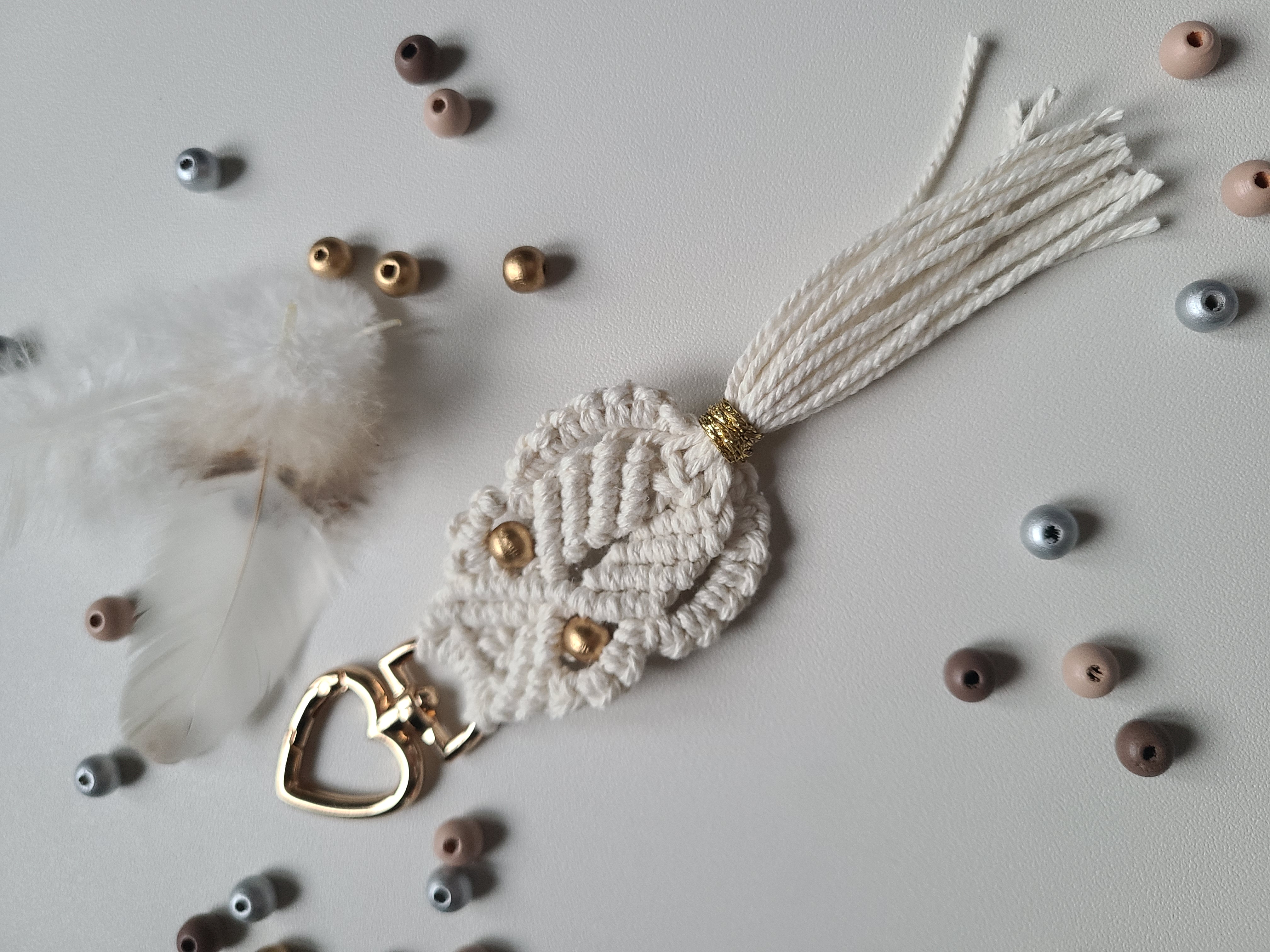 Porte-clés hibou en macramé