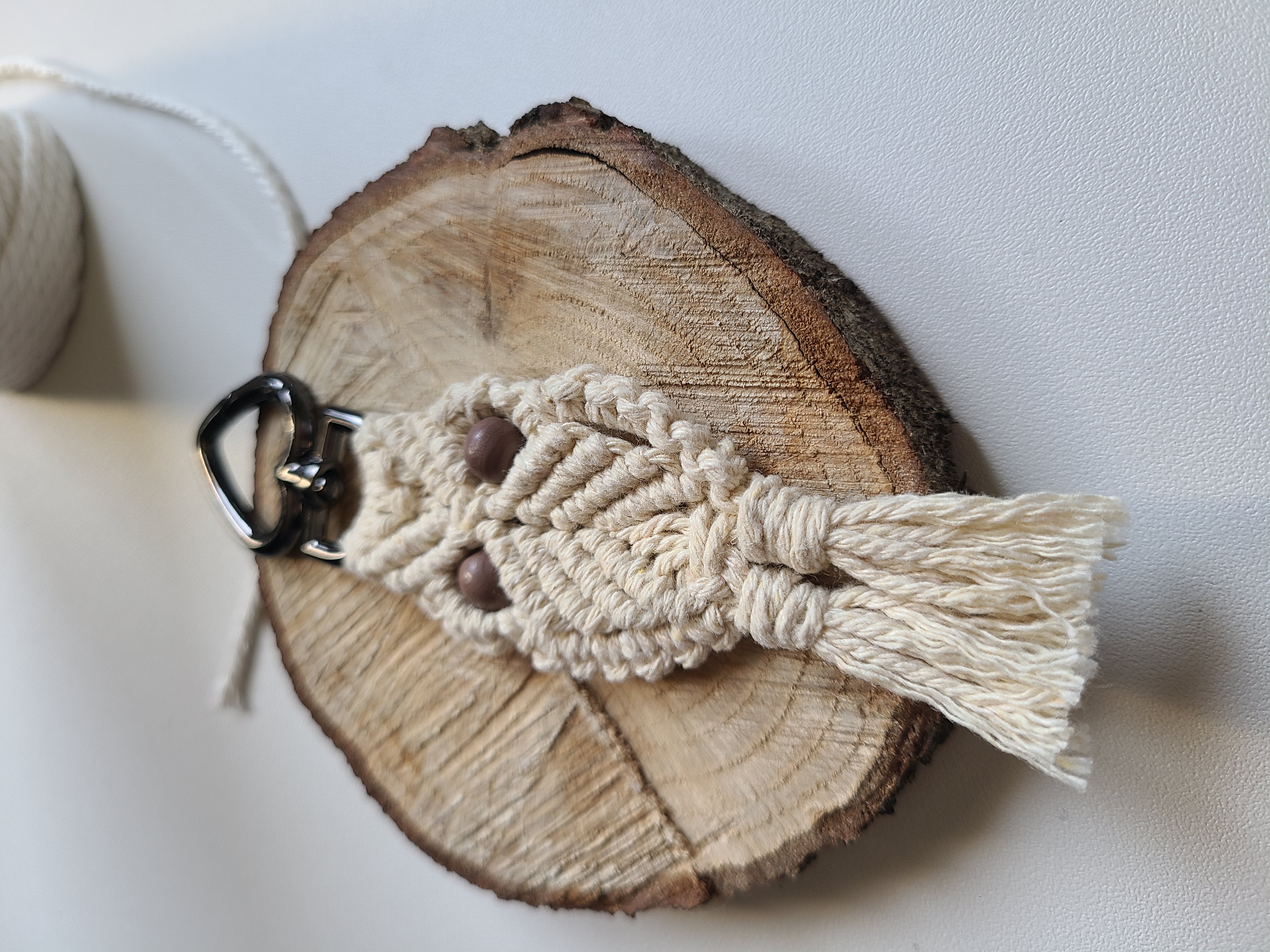 Porte-clés en macramé chouette