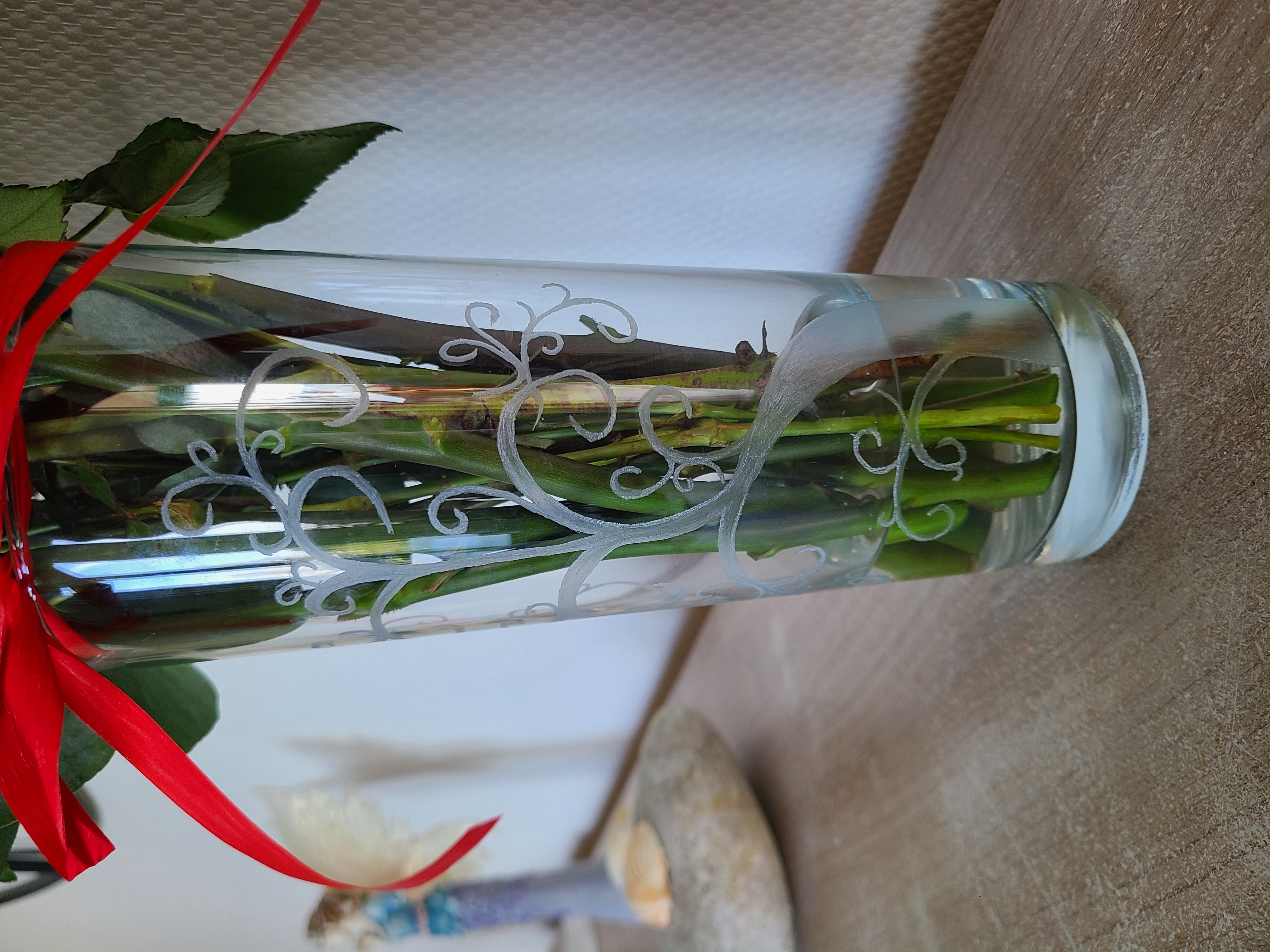 Vase en verre gravé arbre féerique 