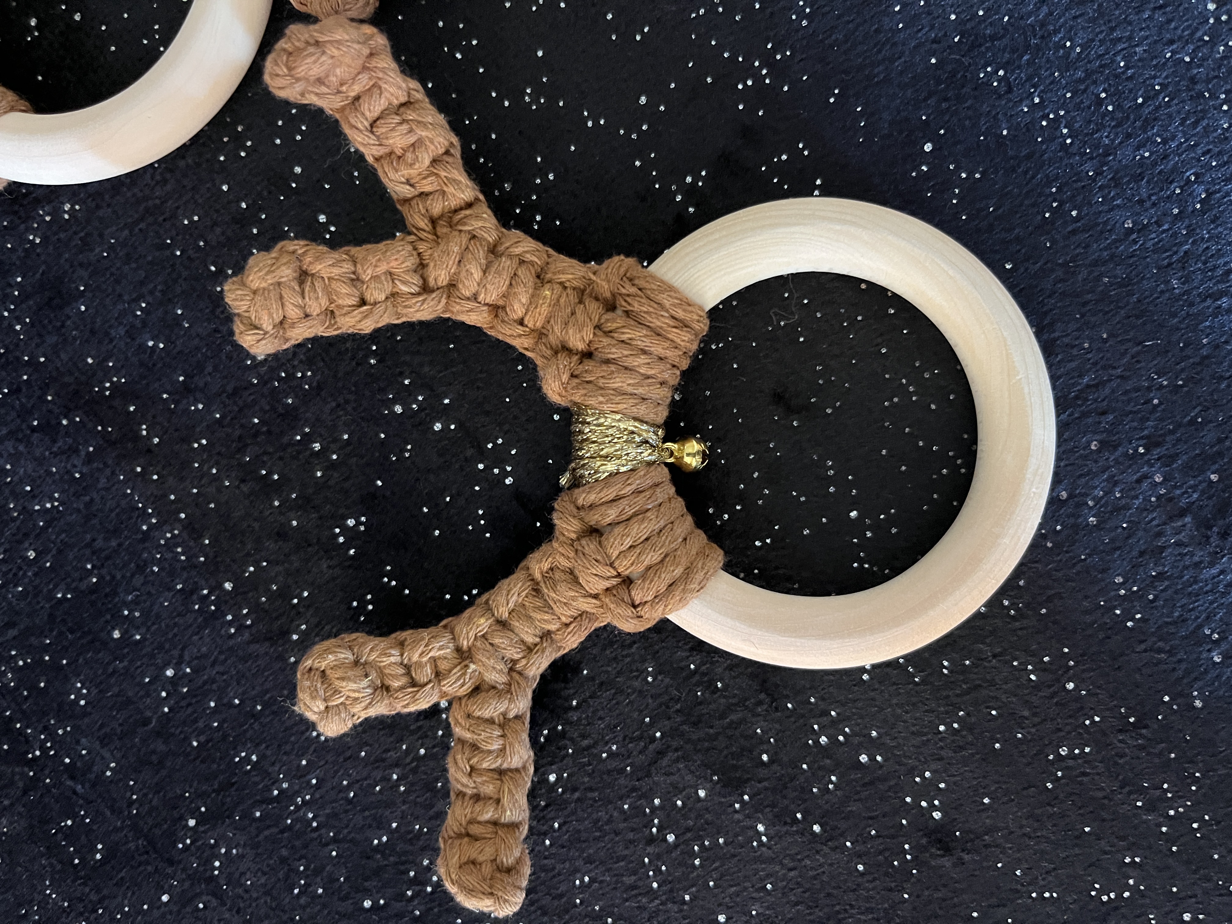  Ronds de serviettes en bois et macramé x 6