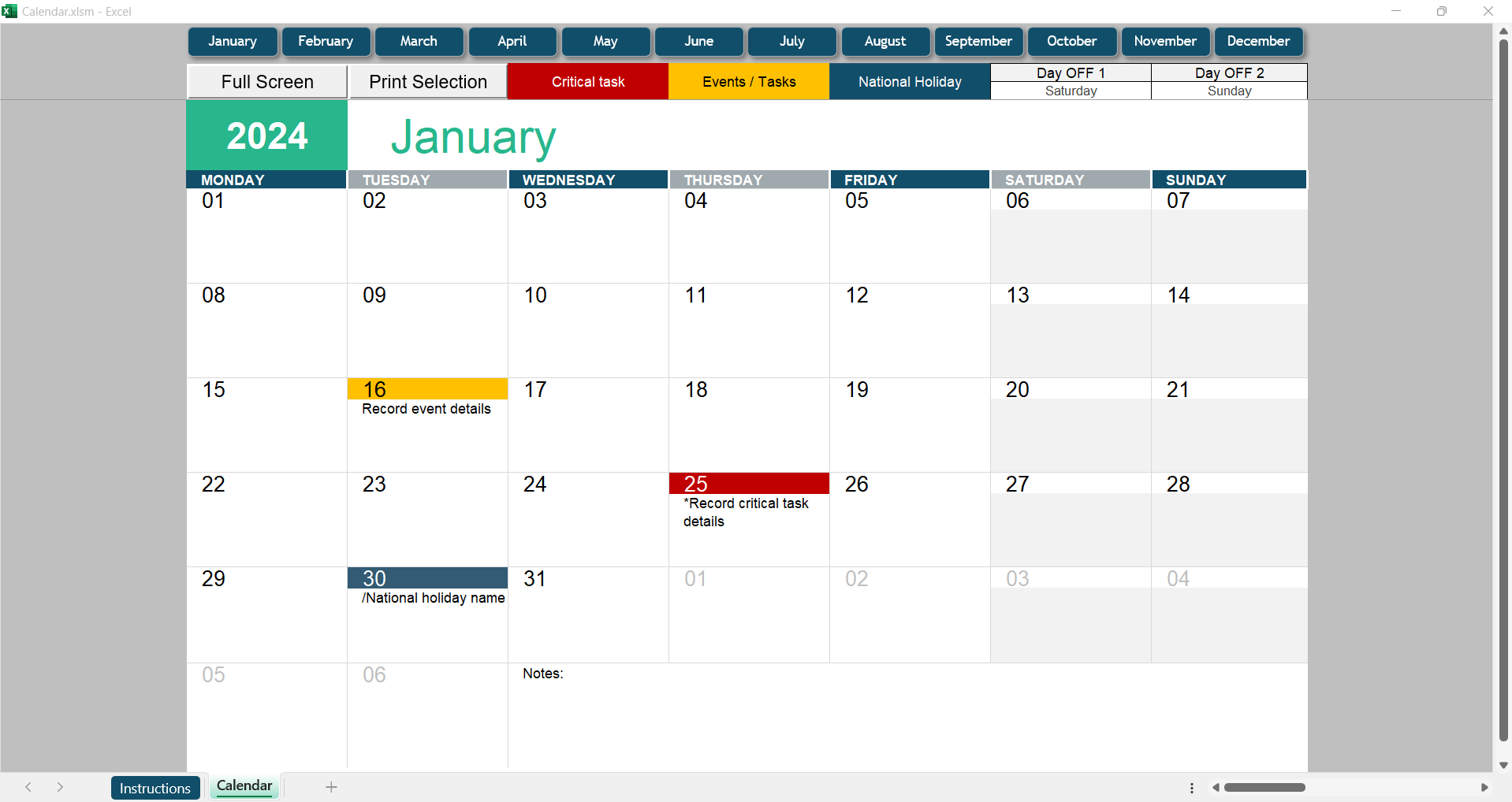 Interactive Calendar