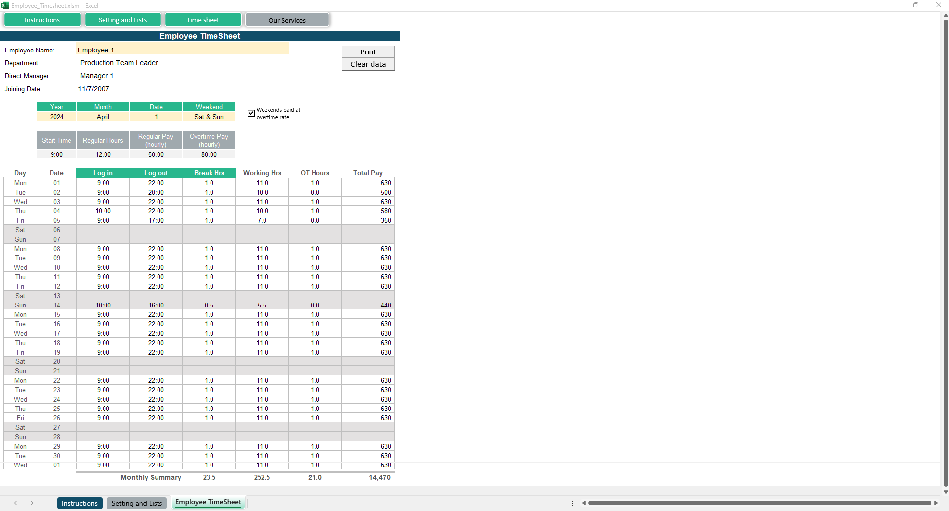 Employee Timesheet
