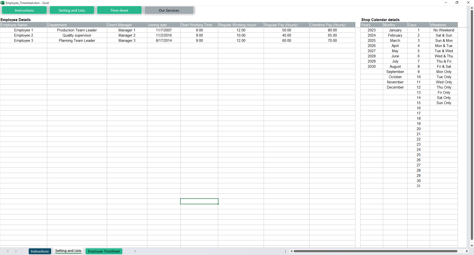Employee Timesheet