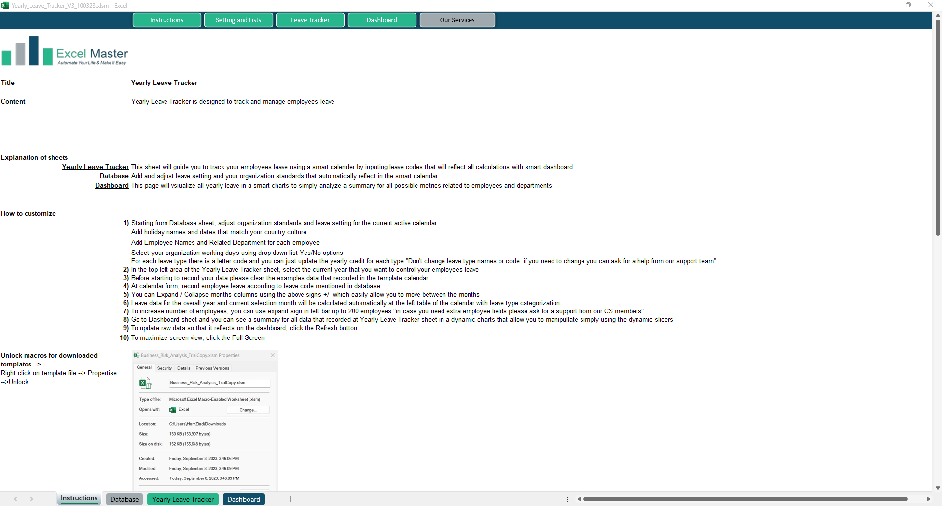 Yearly Leave Tracker
