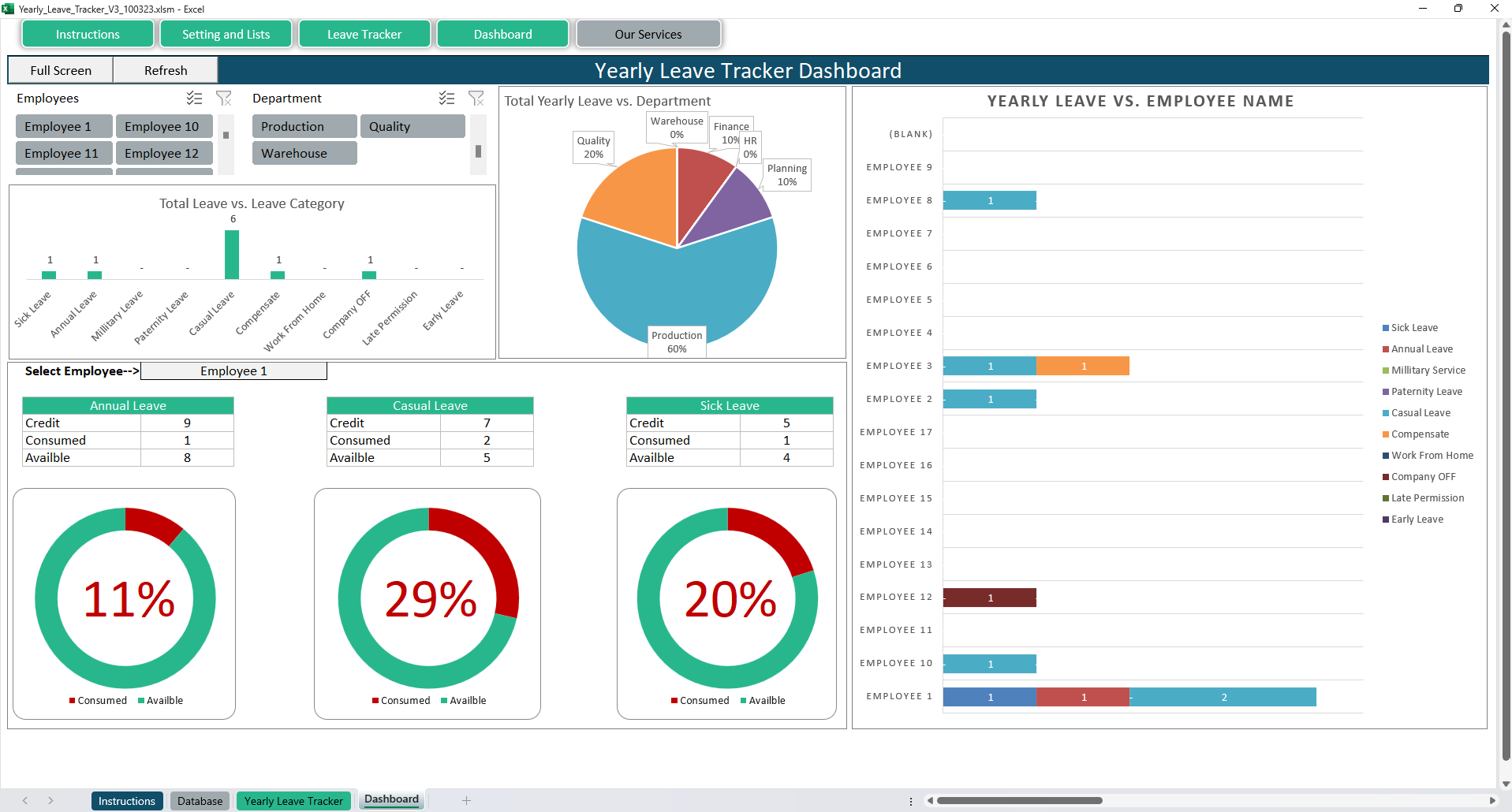 Yearly Leave Tracker