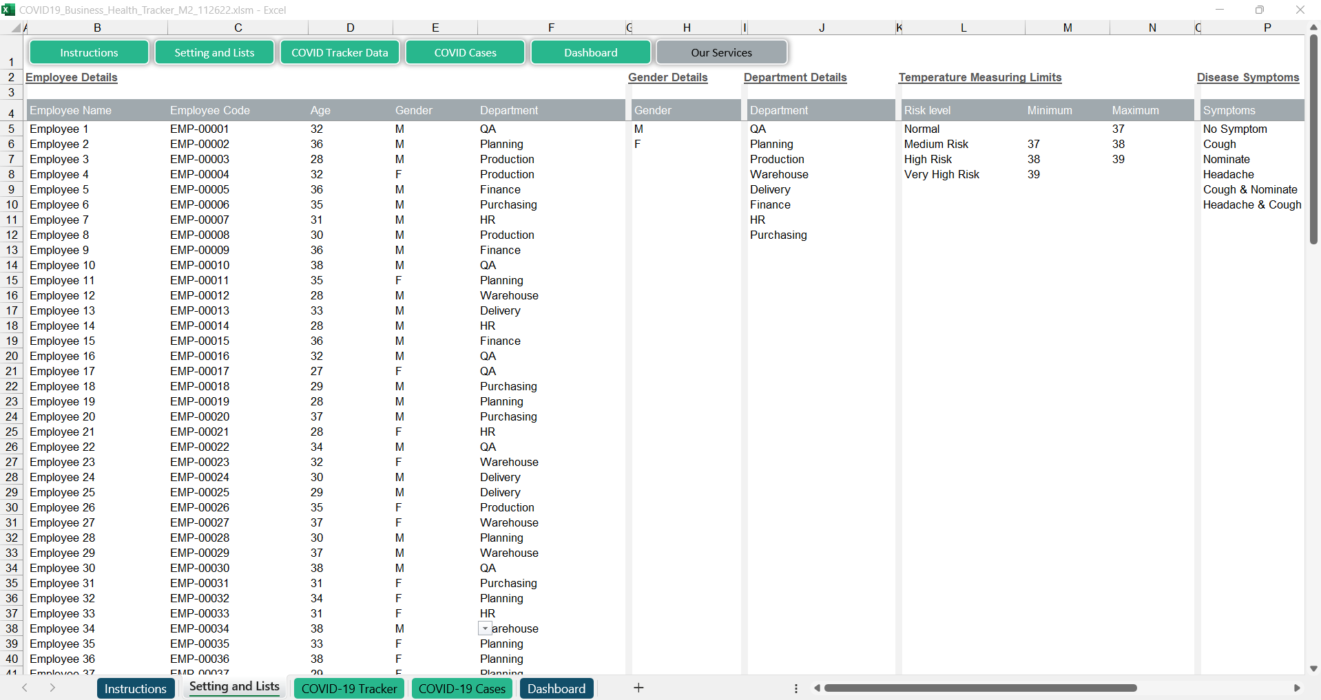 Employees Health Tracker