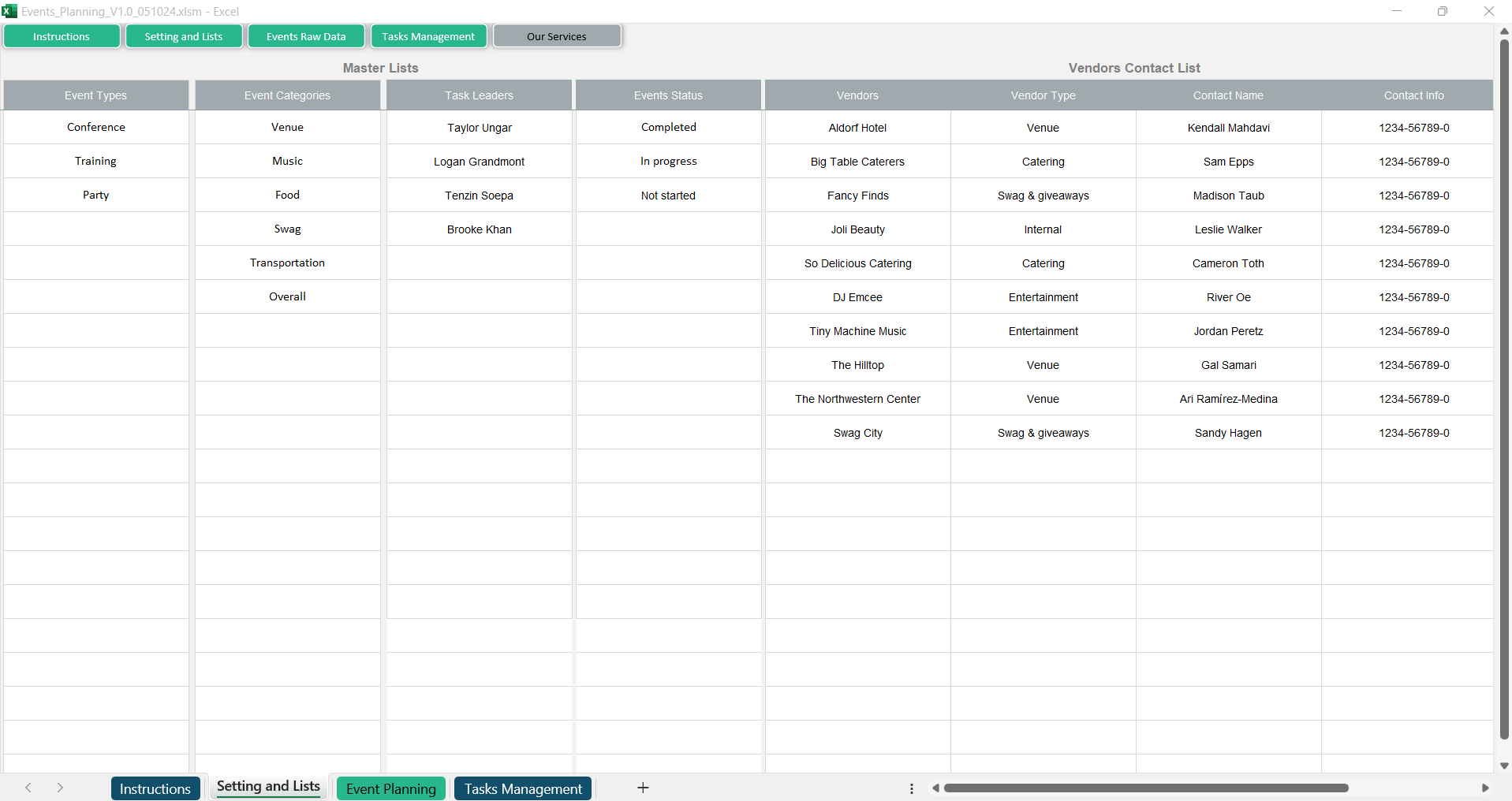 Events Planning