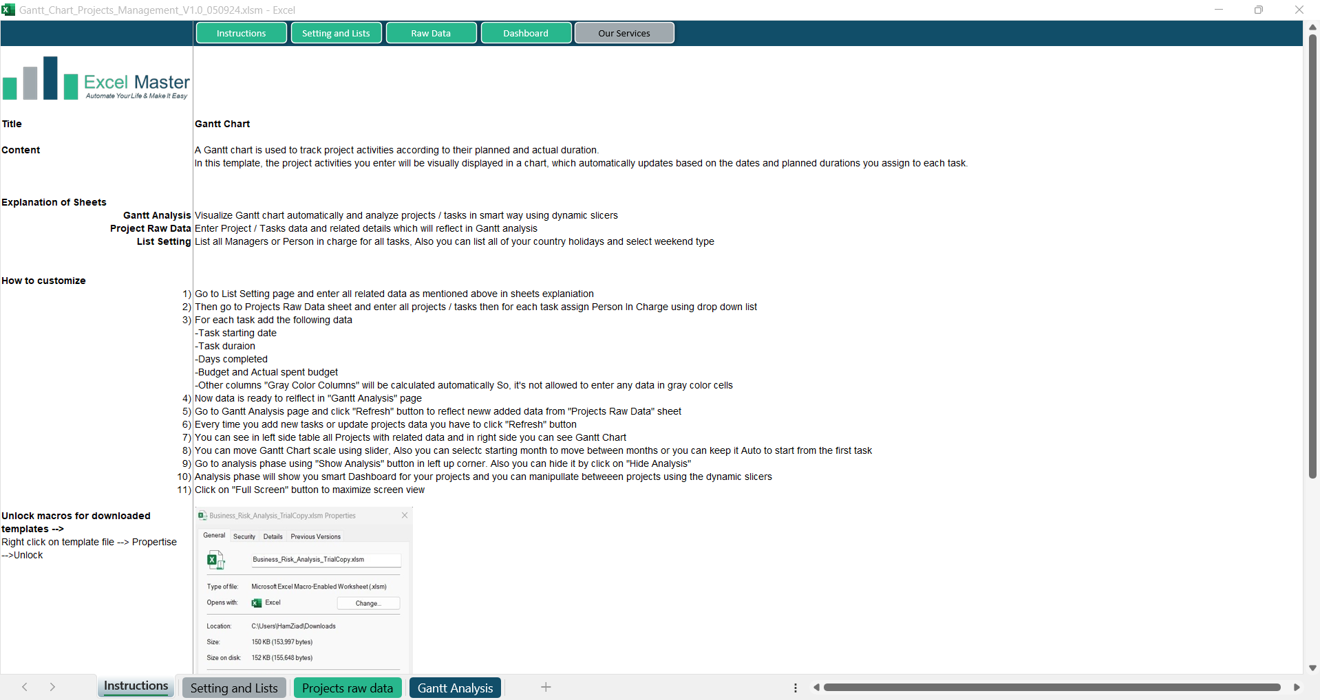 Gantt Chart Projects Management