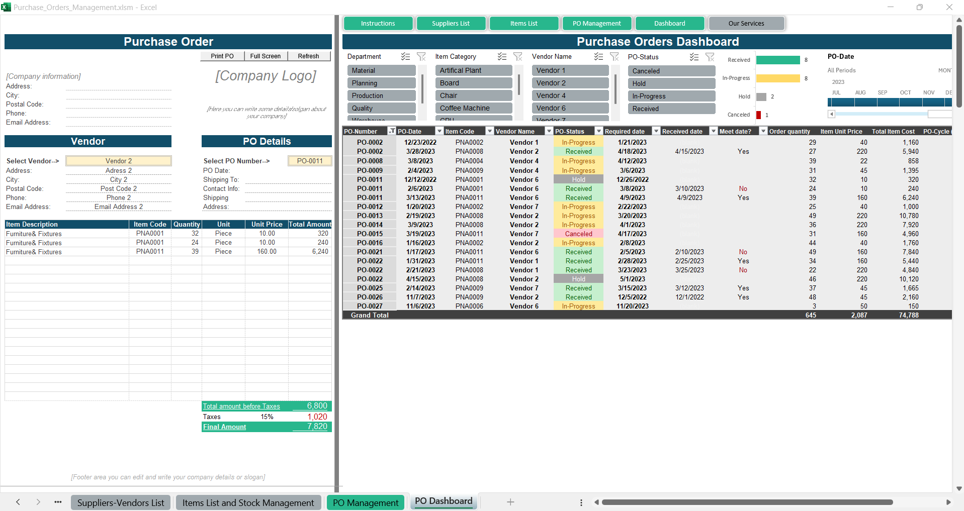 Purchase Orders Management