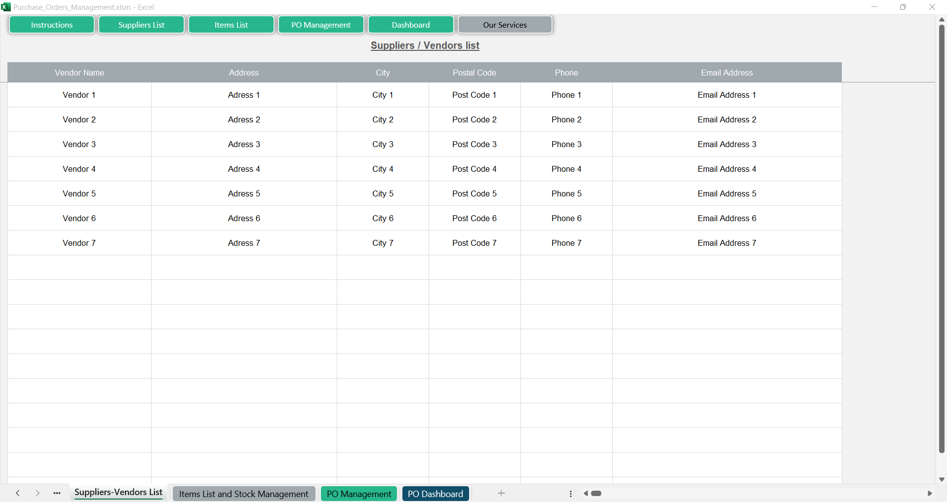 Purchase Orders Management