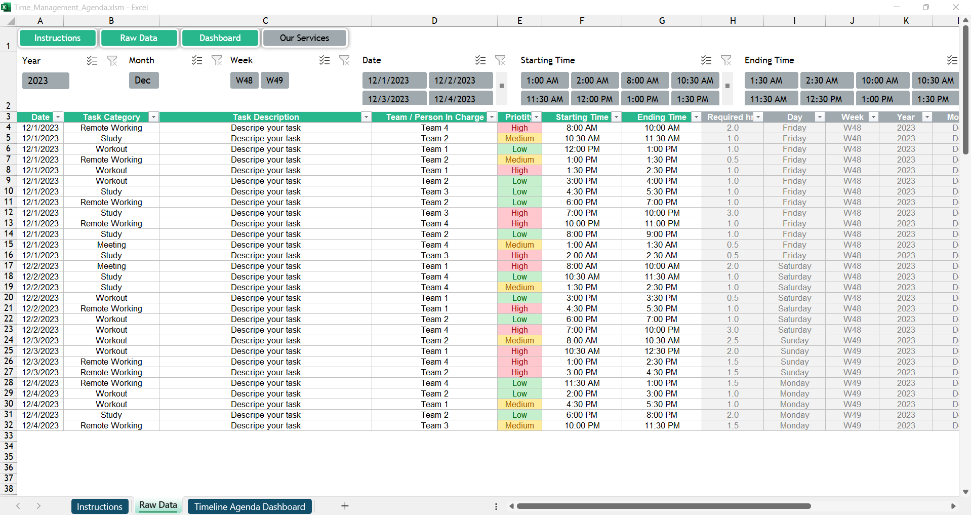 Time Management Agenda