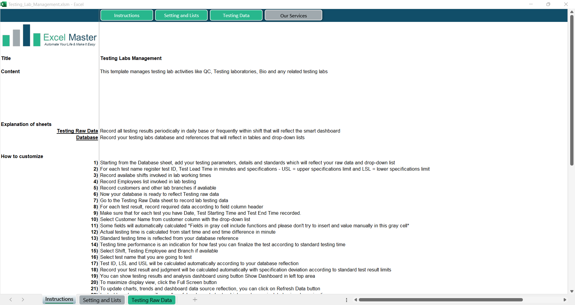 Testing Lab Management