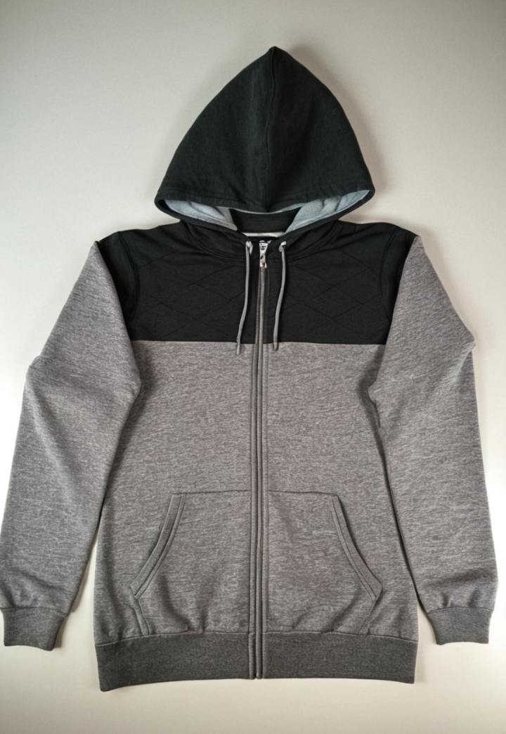 Two-Tone Zip-Up Hoodies For Men