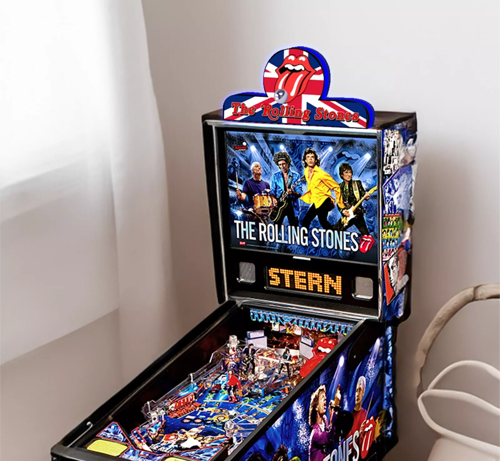 Rare Rolling Stones Pinball Topper LED Lightbox with Iconic Tongue Logo!