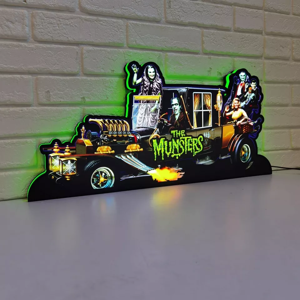 The Munsters Pinball Topper LED Lightbox - Classic Spooky Charm for Your Game