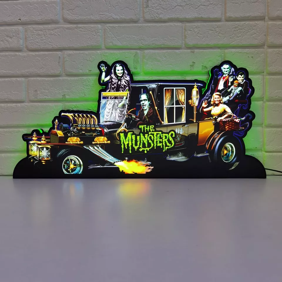 The Munsters Pinball Topper LED Lightbox - Classic Spooky Charm for Your Game