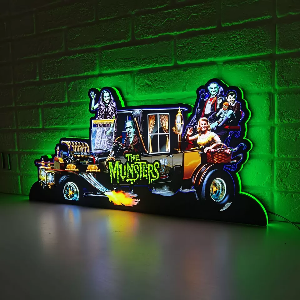The Munsters Pinball Topper LED Lightbox - Classic Spooky Charm for Your Game