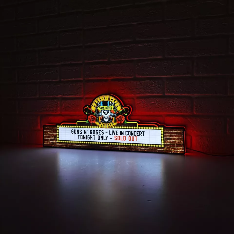 Rare Guns N' Roses LED Pinball Topper - Rock 'n' Roll Your Game!