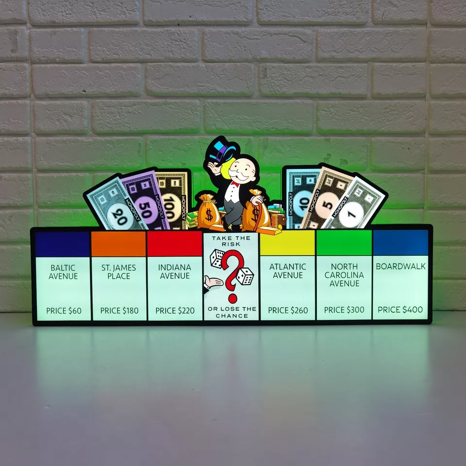 Exclusive Monopoly Pinball Topper LED Lightbox - USB Powered - Fully Dimmable